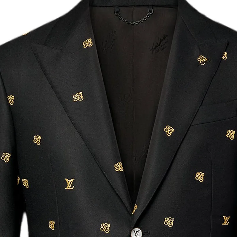 LOUIS VUITTON Embroidered Single Breasted Wool Blend Evening Jacket-3