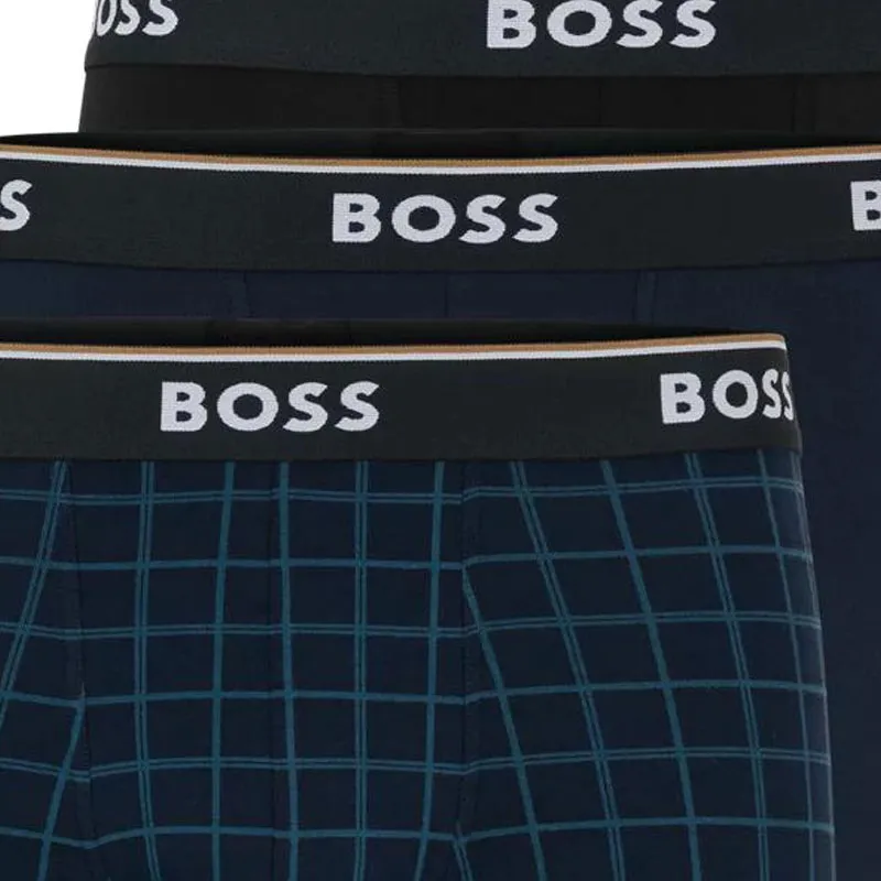 HUGO BOSS Triple Pack Of Stretch Cotton Trunks With Logo Waistbands Underpants Men's 3 Pack-1