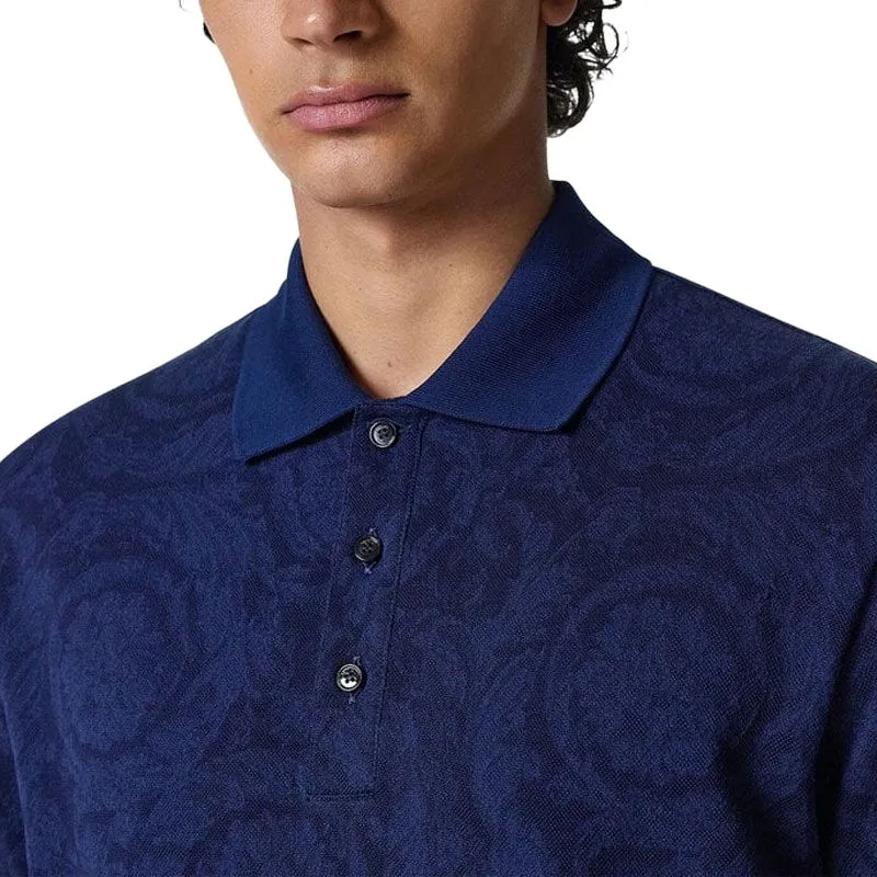 VERSACE Barocco Jacquard Short Sleeved Polo Shirt-4
