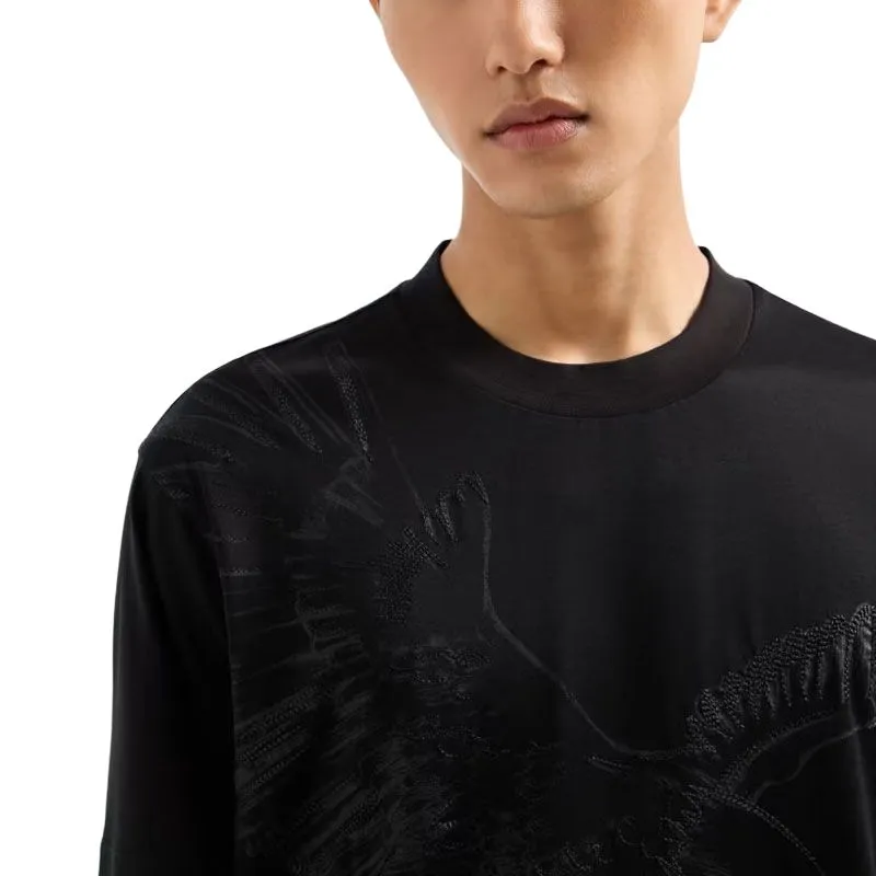 ARMANI JEANS Asv Lyocell blend Jersey T shirt With Oversized Eagle Embroidery And Print-4