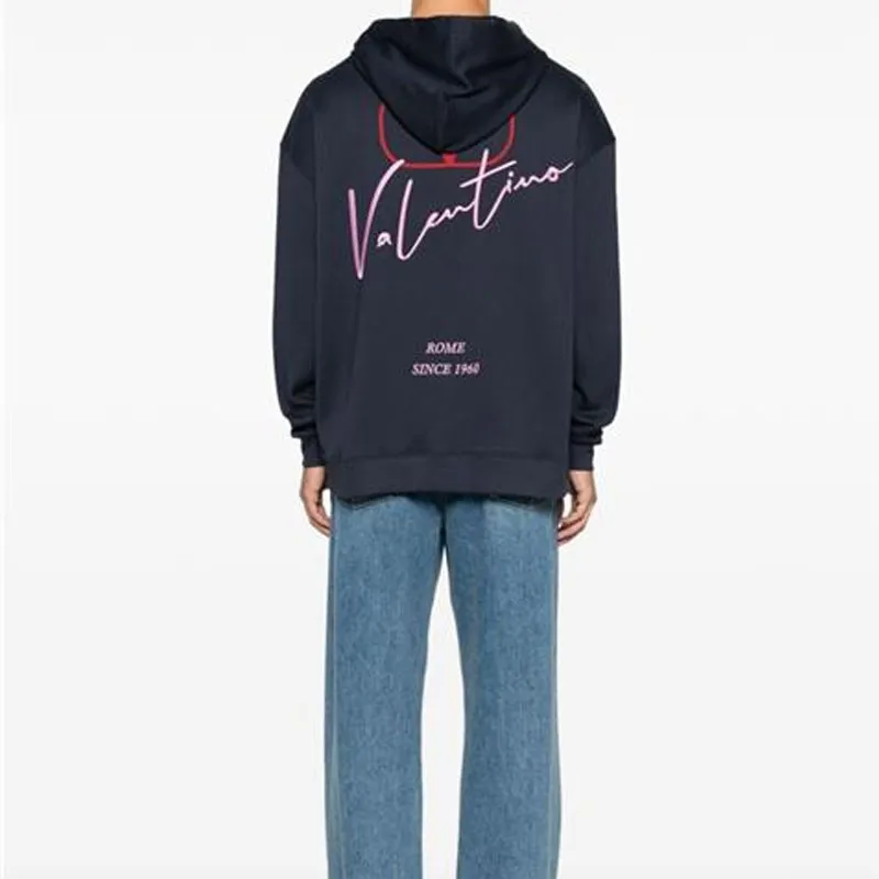 Valentino Logo Printed Drawstring Hoodie-3