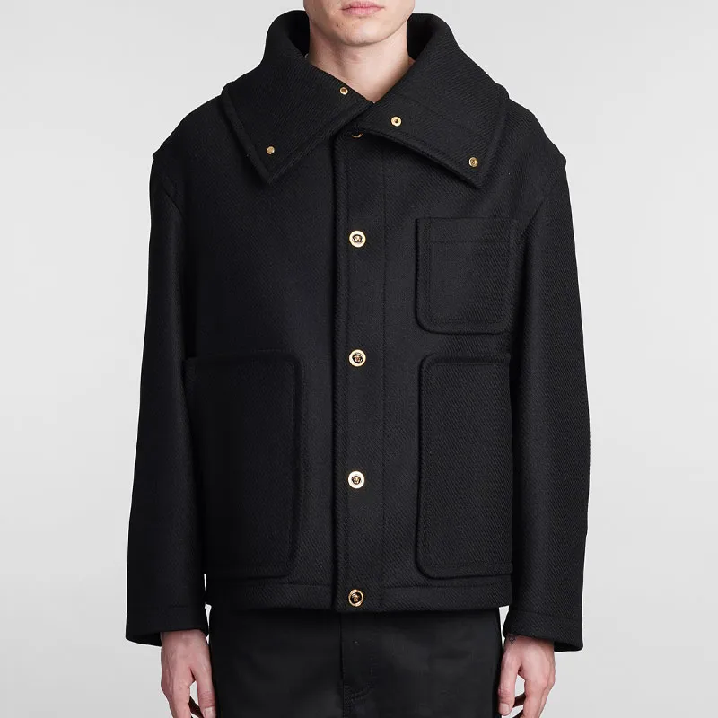 VERSACE Long Sleeved Buttoned Peacoat-1