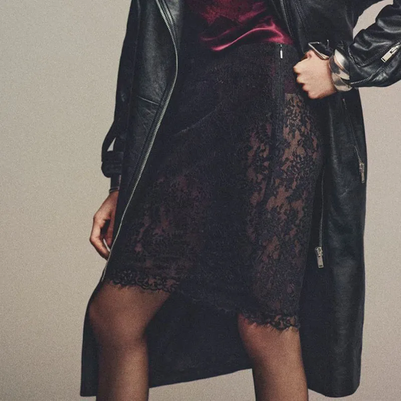 SAINT LAURENT Belted Zip Detailed Biker Coat-2
