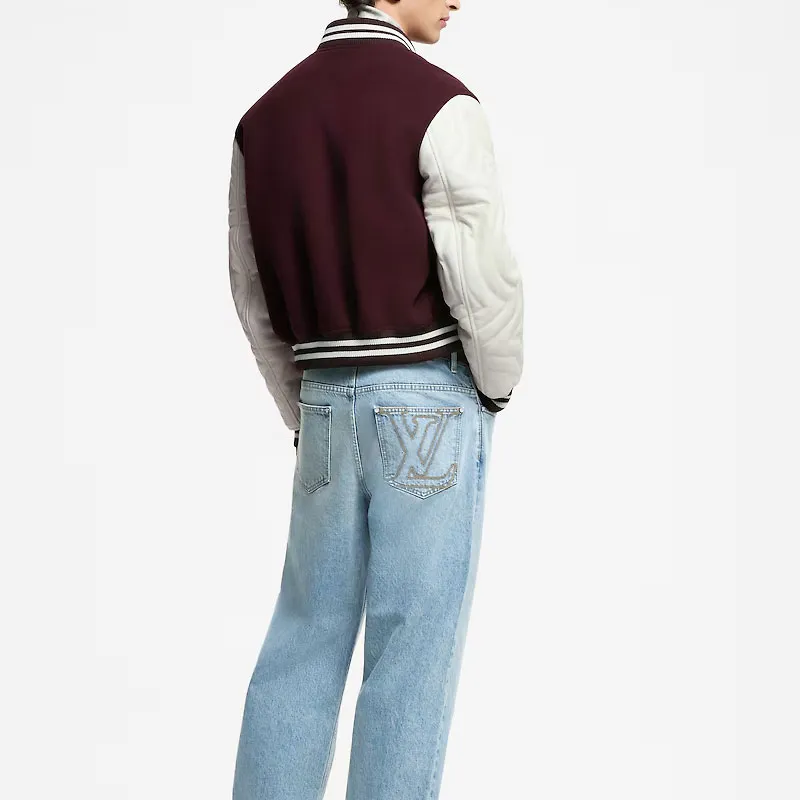 Lv Embroidered Calfskin Varsity Jacket-7