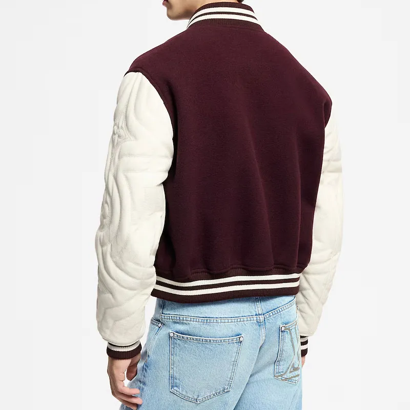Lv Embroidered Calfskin Varsity Jacket-5