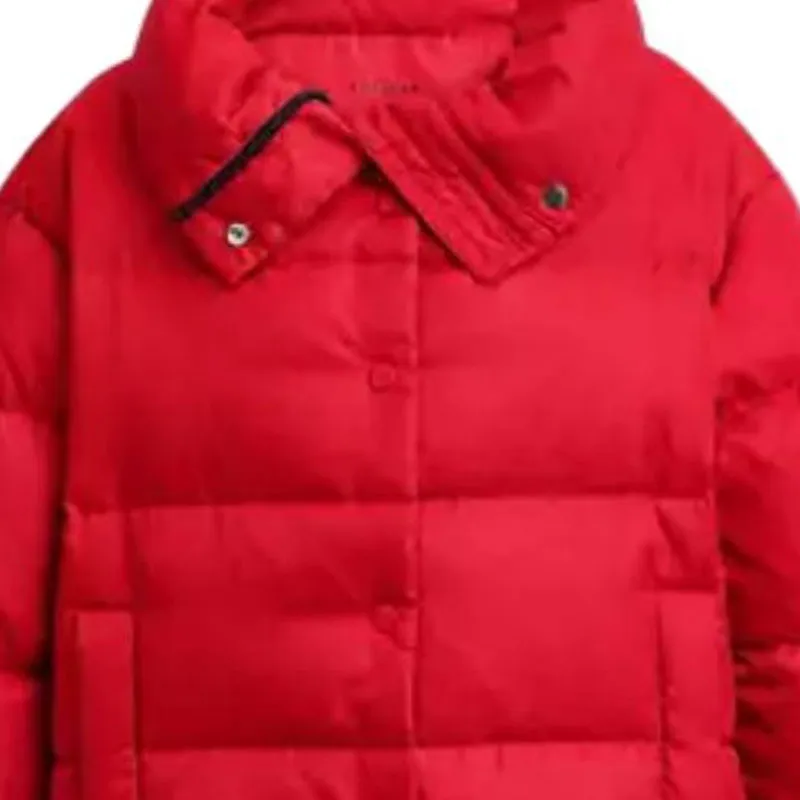 COACH Signature Jacquard Short Puffer In Recycled Polyamide Down Jacket Women's Red-4