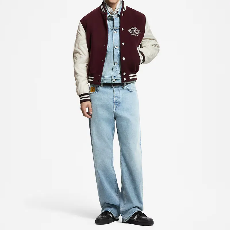 Lv Embroidered Calfskin Varsity Jacket-4