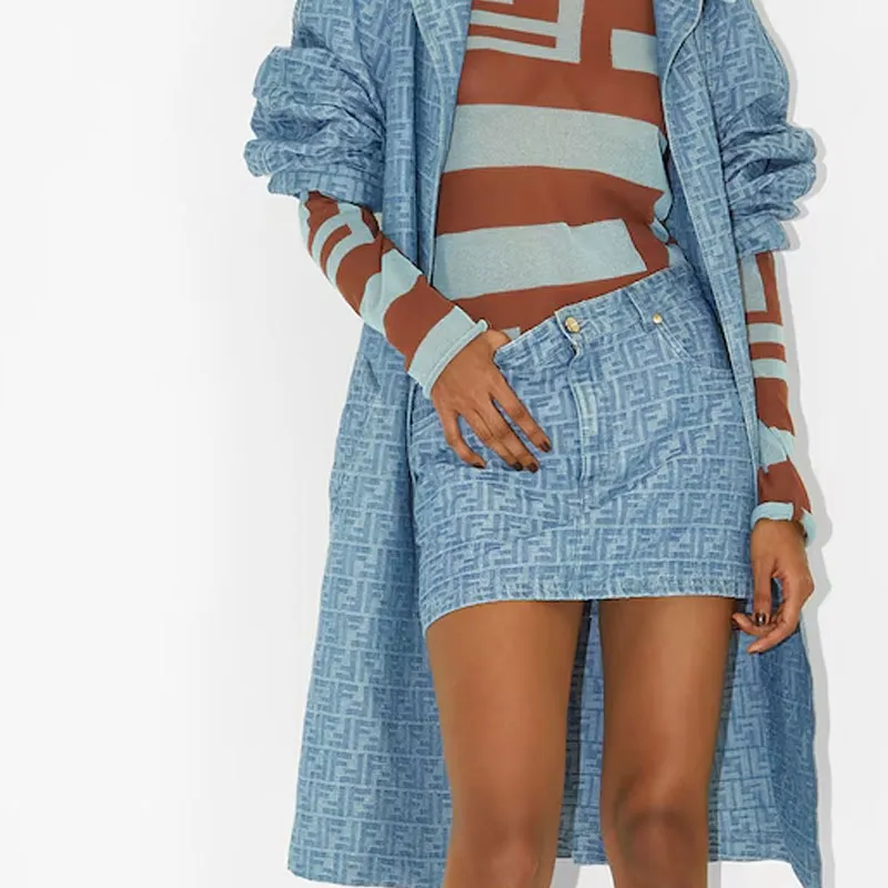 FENDI Ff Denim Trench Coat-3