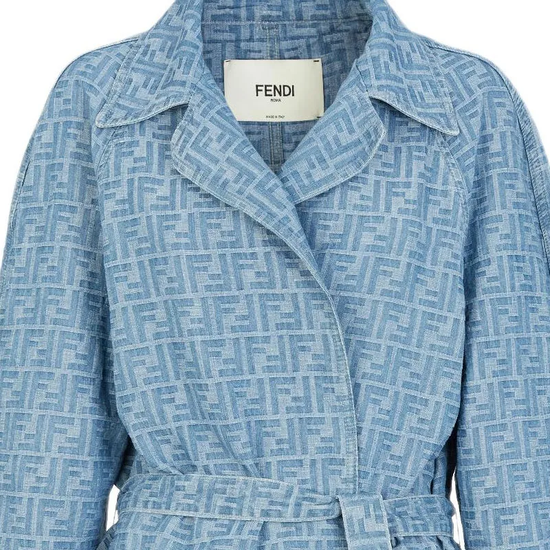 FENDI Ff Denim Trench Coat-4