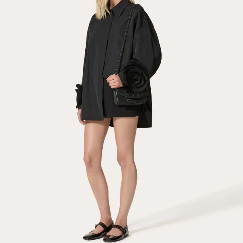 Valentino Floral Embellished Straight Hem Shirt Dress-1