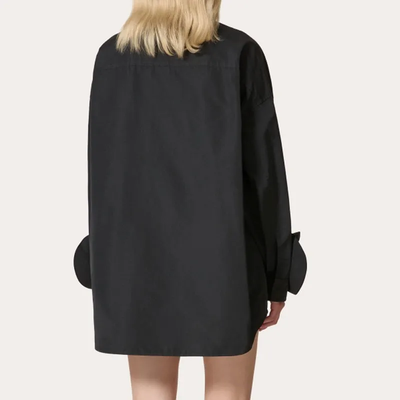 Valentino Floral Embellished Straight Hem Shirt Dress-2