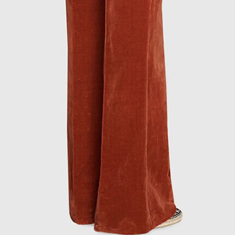 GUCCI Velvet Flared Leg Pants-5