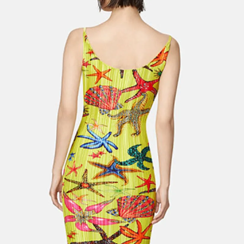 VERSACE SS22 Sleeveless Dress Women's Yellow-5