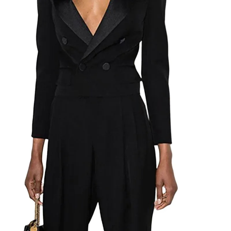 SAINT LAURENT Cropped Tuxedo Blazer-3