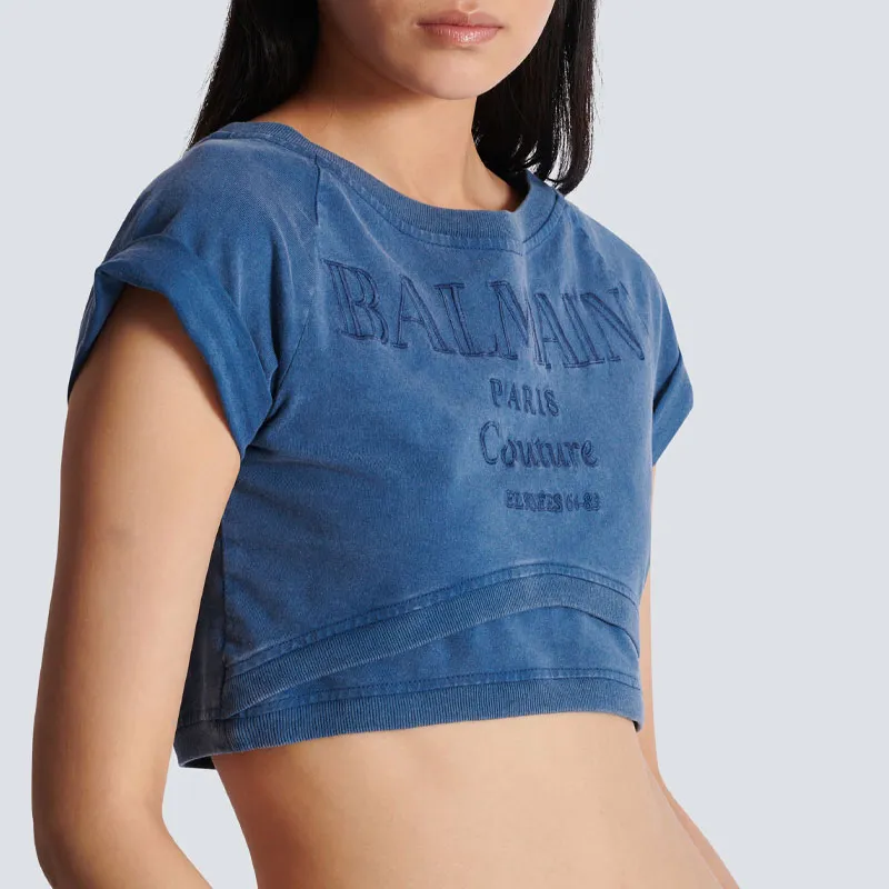 BALMAIN Cotton Cropped T shirt-5
