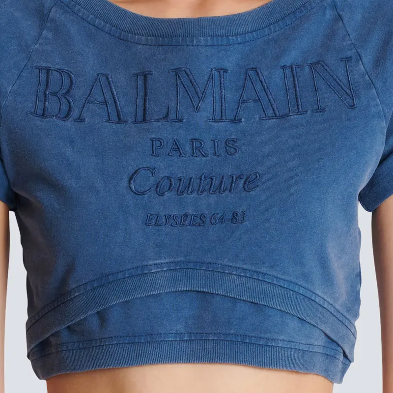 BALMAIN Cotton Cropped T shirt-6