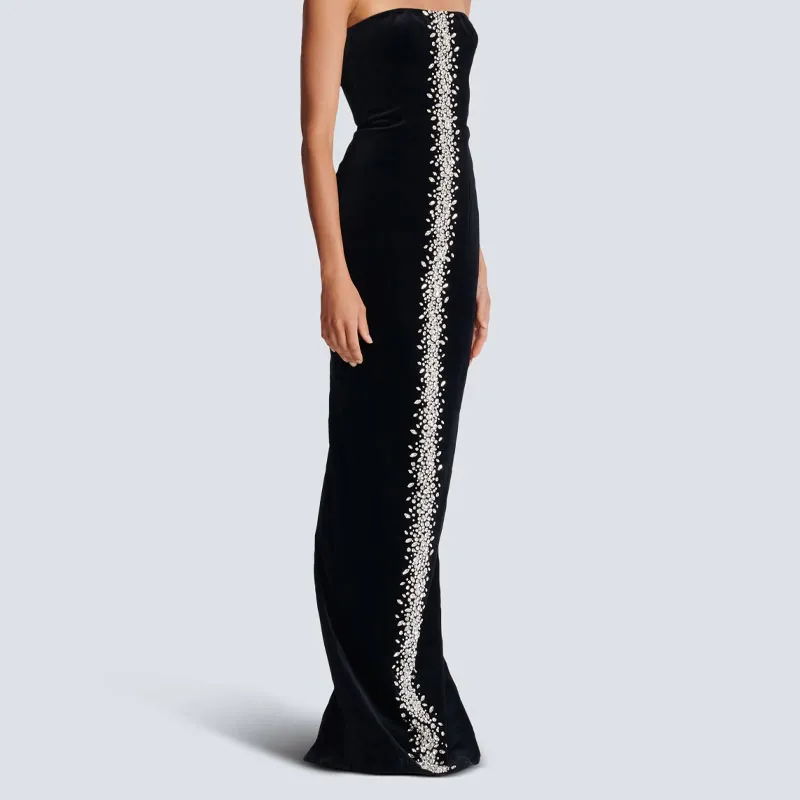 BALMAIN Rhinestone-embellished Maxi Dress-3
