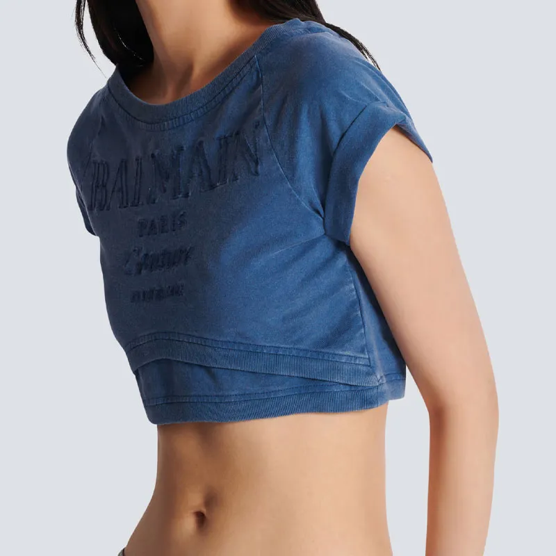 BALMAIN Cotton Cropped T shirt-4