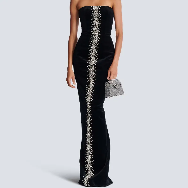 BALMAIN Rhinestone-embellished Maxi Dress-1