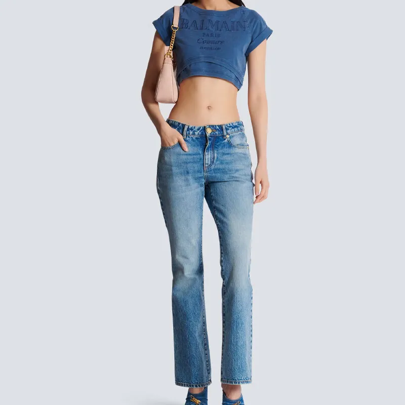 BALMAIN Cotton Cropped T shirt-1