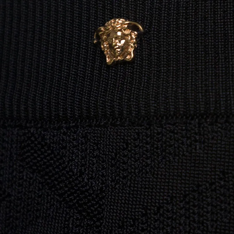 VERSACE Logo Plaque Knitted Trousers-4