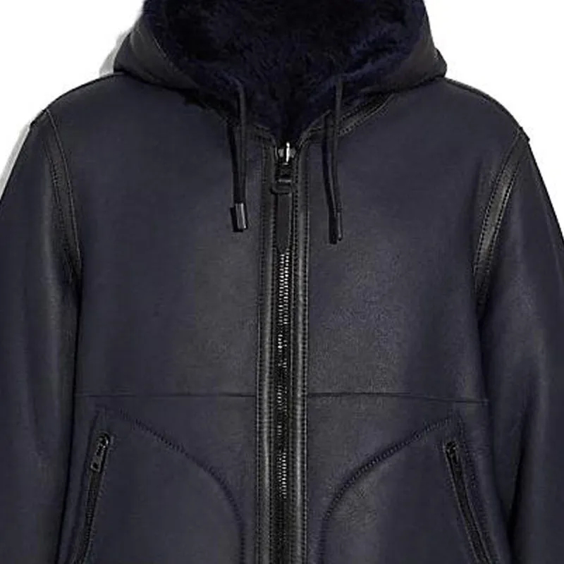 COACH Leather Jackets Men Navy-4