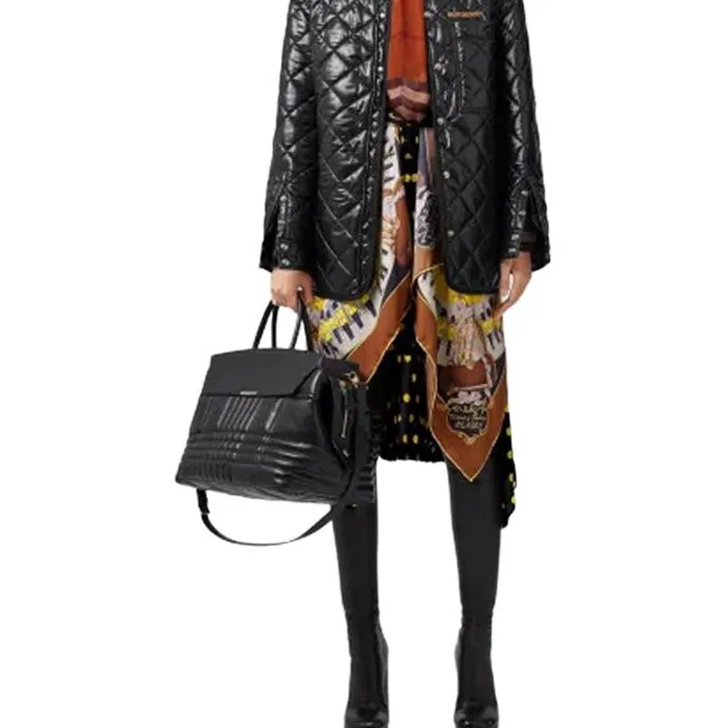 Burberry Corduroy Collar Diamond Quilted Jacket 'Black'-2