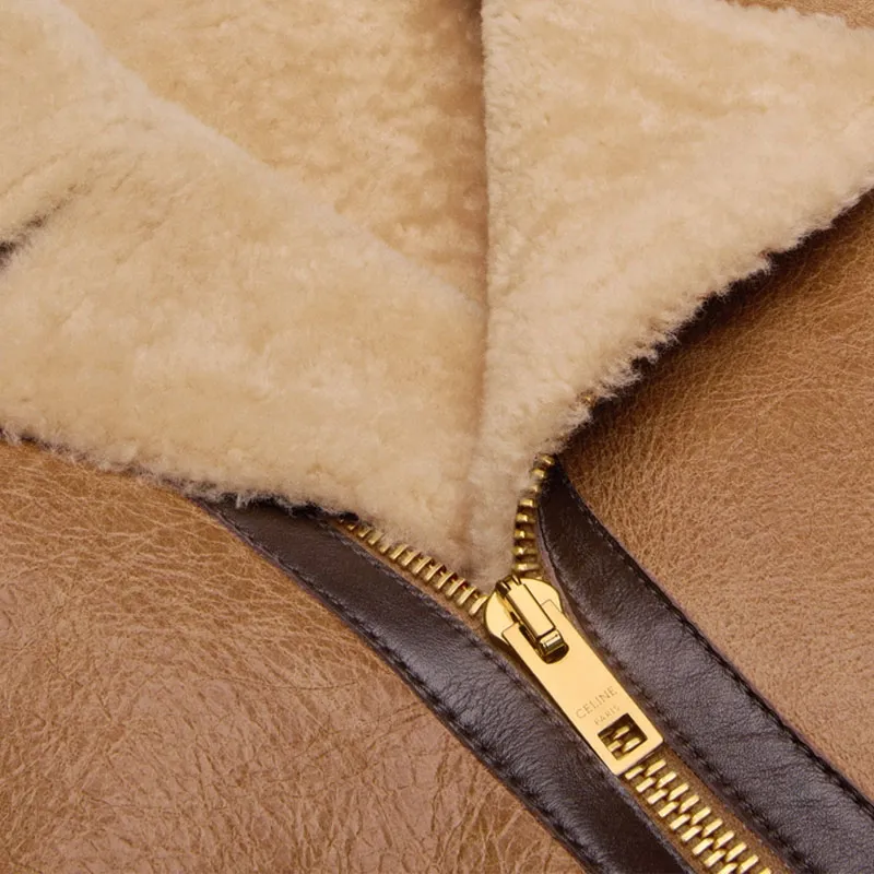 CELINE Biker Jacket In Lambskin Shearling-2