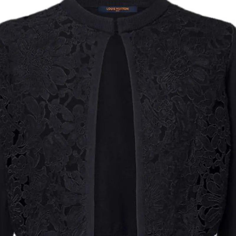 LOUIS VUITTON Floral Lace Accent Cardigan-3