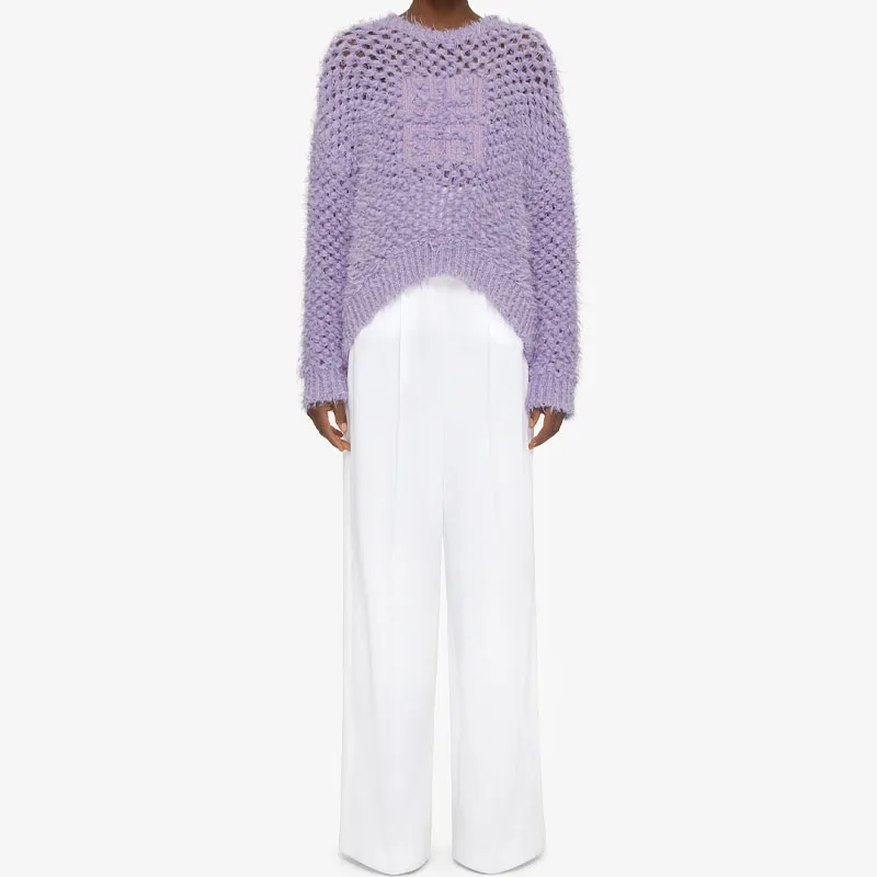 Givenchy Low Shoulders Crewneck Sweater 'Lavender'-1