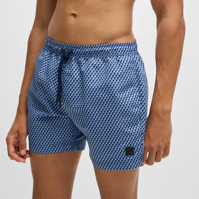 HUGO BOSS Logo Patch Drawstring Swim Shorts-1