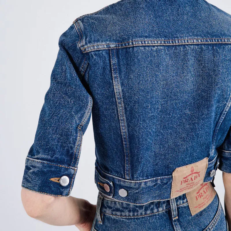 PRADA Button Up Denim Mini Jacket-4