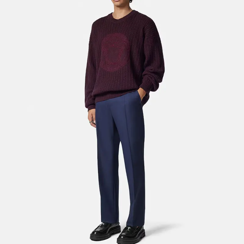 VERSACE Medusa embroidered Cable knit Sweater-3