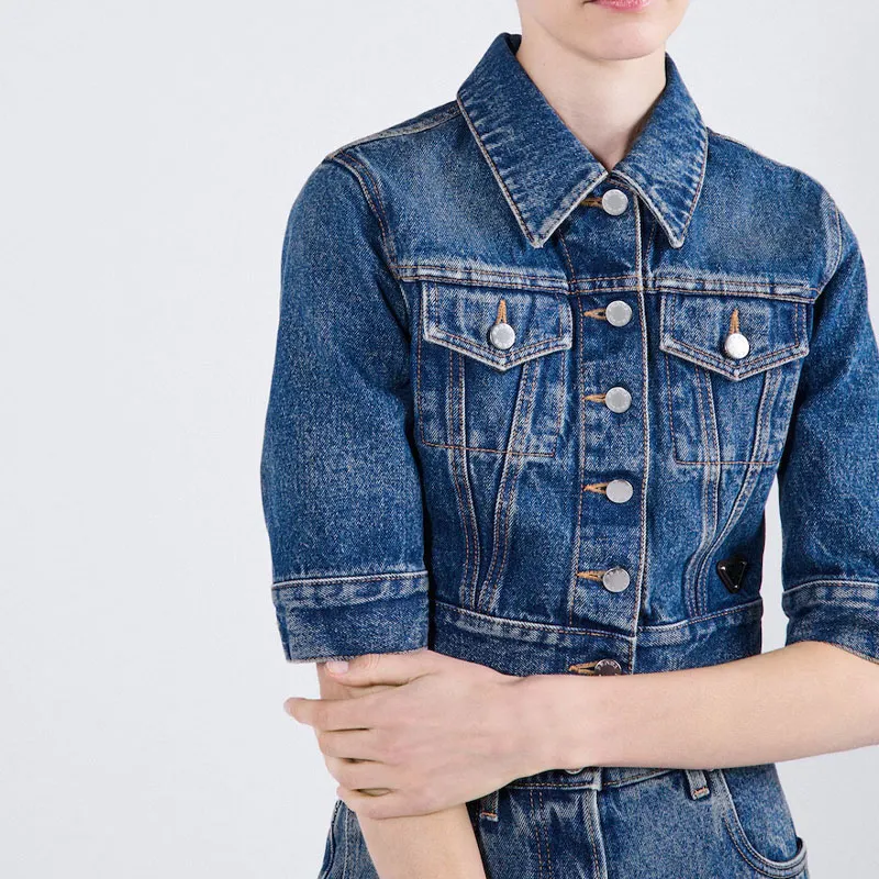PRADA Button Up Denim Mini Jacket-3