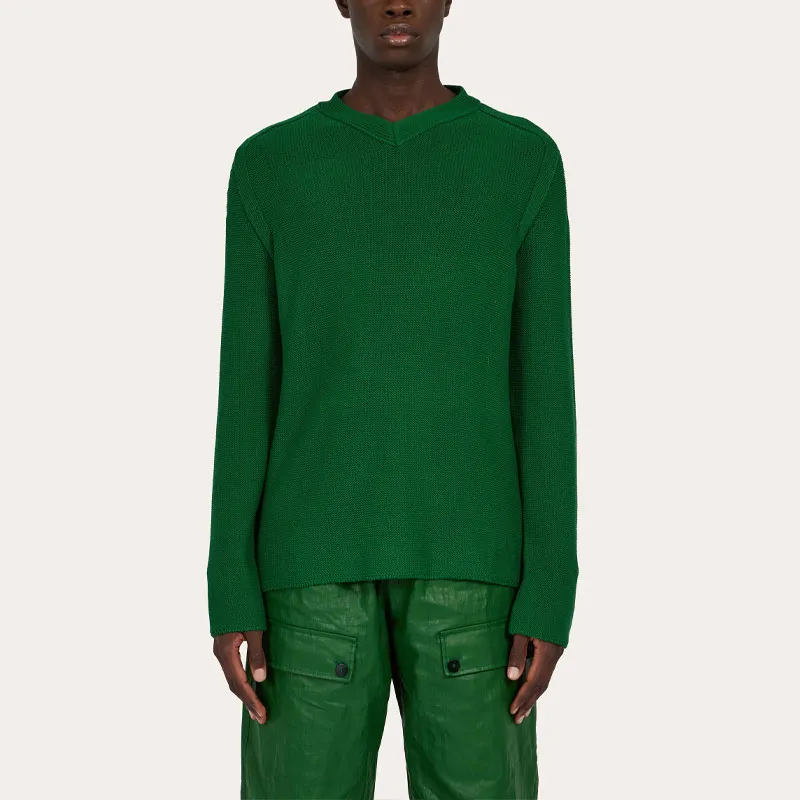 Ferragamo V-neck Cotton-blend Jumper-1