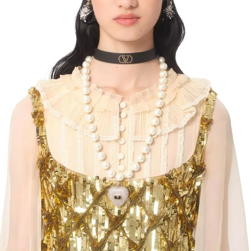 Valentino Long-Sleeved Dresses Women's Gold-8