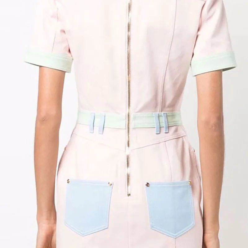 BALMAIN Short Sleeved Dresses Women's Pink-4