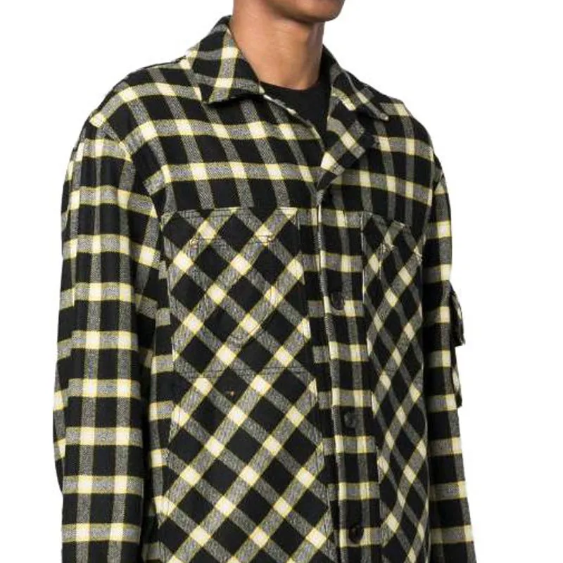 VERSACE Long Sleeved Button Down Checked Shirt Jacket-2