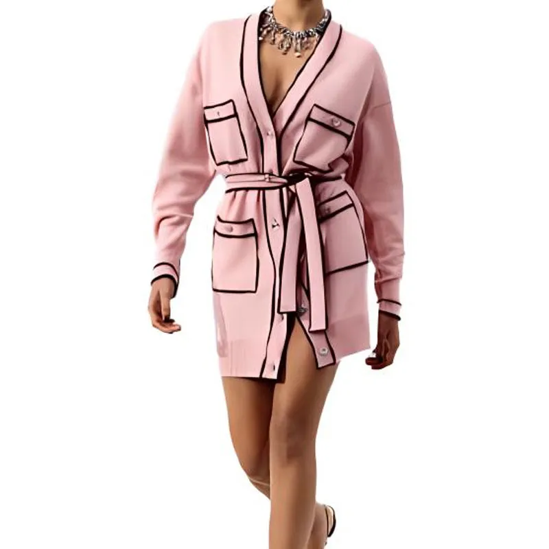 CHANEL SS21 Long Sleeved Dresses Women's Pink-2