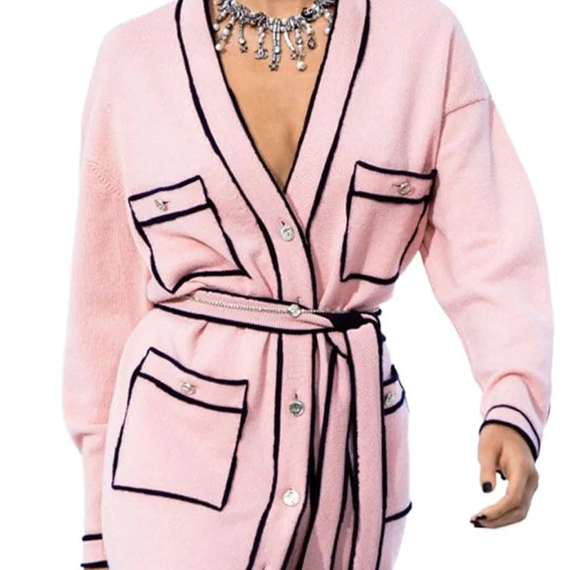 CHANEL SS21 Long Sleeved Dresses Women's Pink-3
