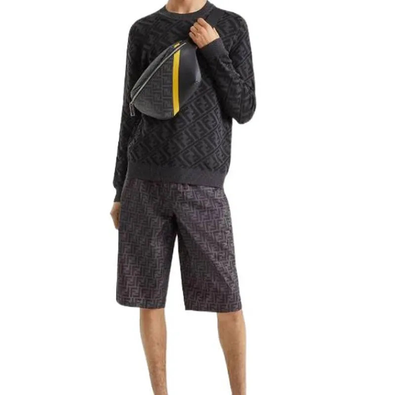 FENDI Monogram Jacquard Crewneck Knitted Jumper-4