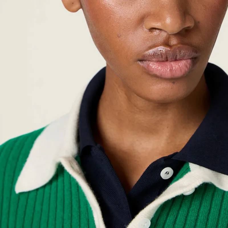 MIU MIU Ribbed Cashmere Polo Top-4