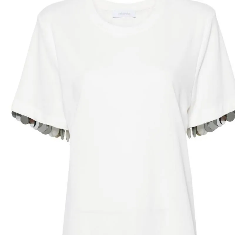 Paco Rabanne Paillette embellished Crepe T shirt-5