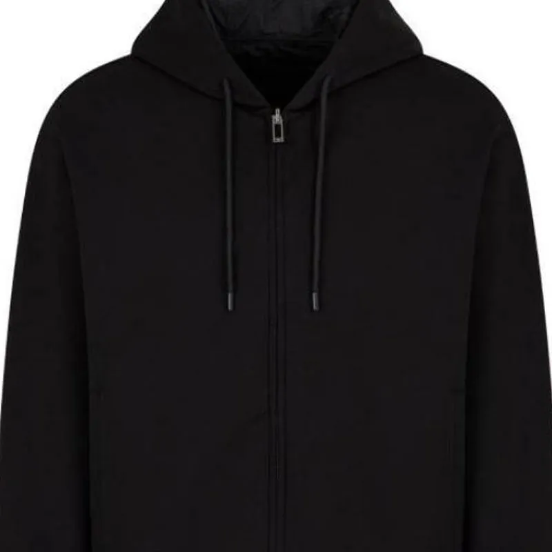 EMPORIO ARMANI Reversible Hooded Zip up Sweatshirt In Double Jersey-4