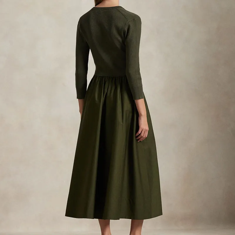 Polo Ralph Lauren Long Sleeved Dresses Women's Olive Green-2