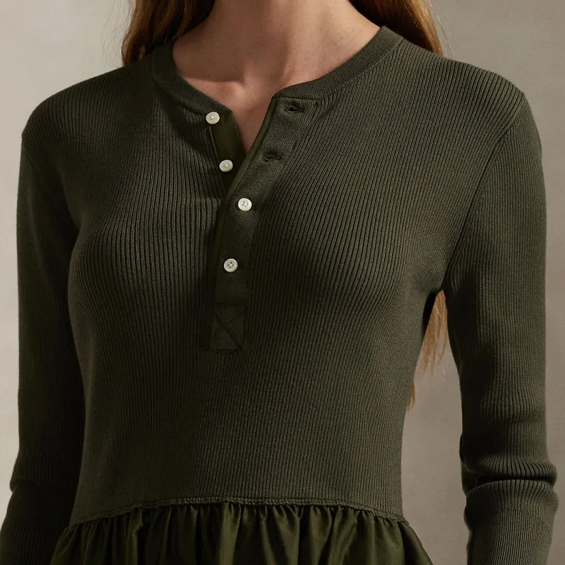 Polo Ralph Lauren Long Sleeved Dresses Women's Olive Green-4