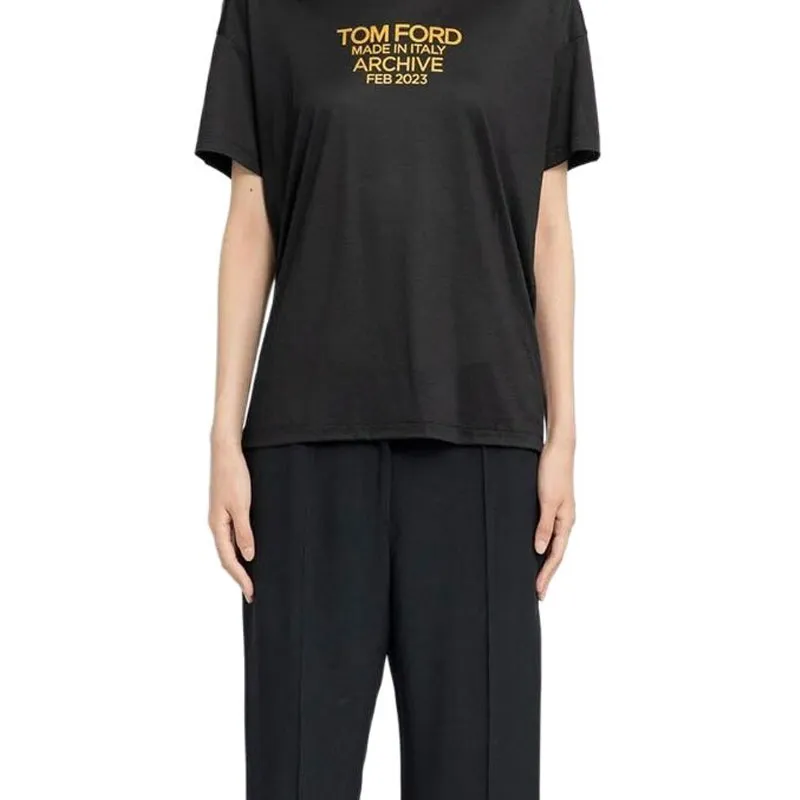TOM FORD Logo Printed Crewneck T Shirt-4
