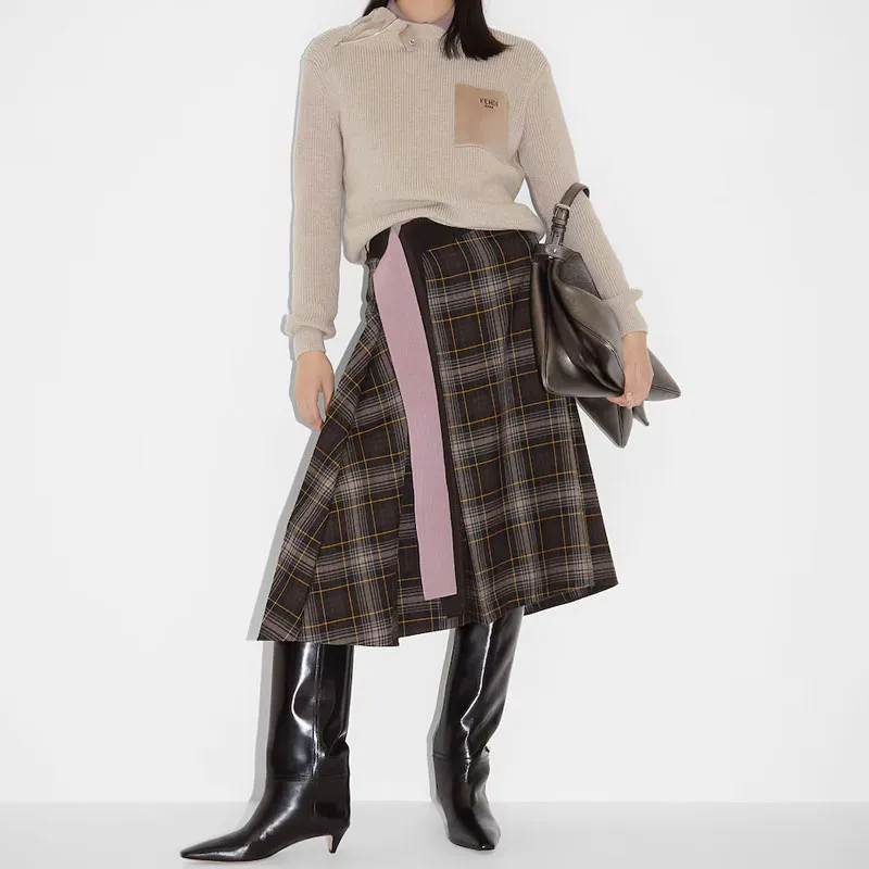 FENDI Asymmetric Zipped Ribbed Knit Jumper-2