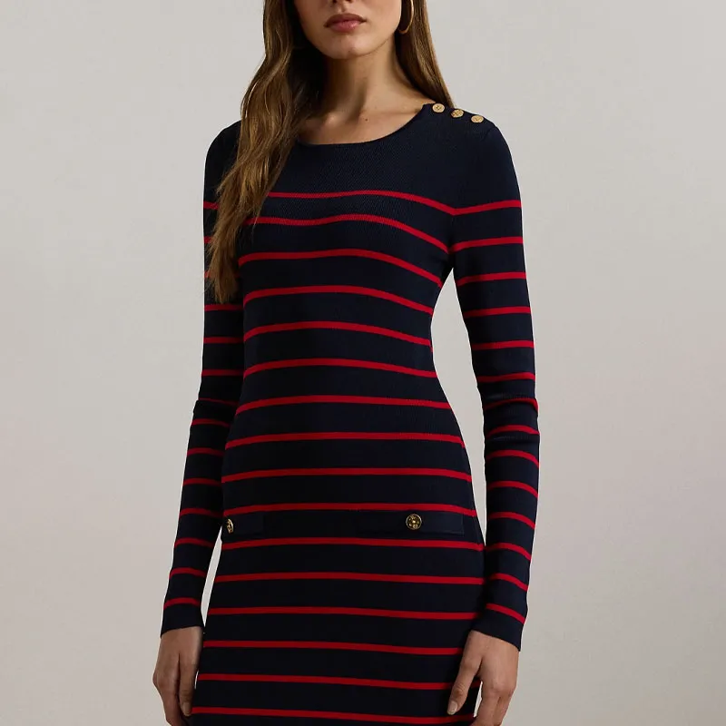 Polo Ralph Lauren Long Sleeved Dresses Women's Red-3