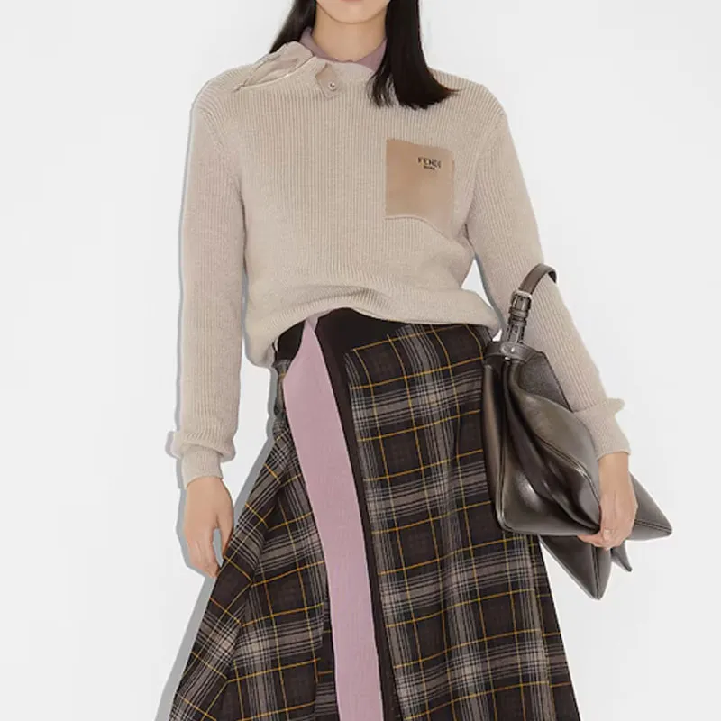 FENDI Asymmetric Zipped Ribbed Knit Jumper-3